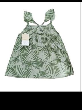 NWT thereabouts Green Palm Leaf Girls Flutter Sleeve Top Assorted Sizes